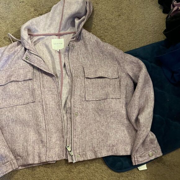 Anthropologie Aves Les Filles Lavender Long sleeve Full Zip Hooded Jacket L - Picture 2 of 8